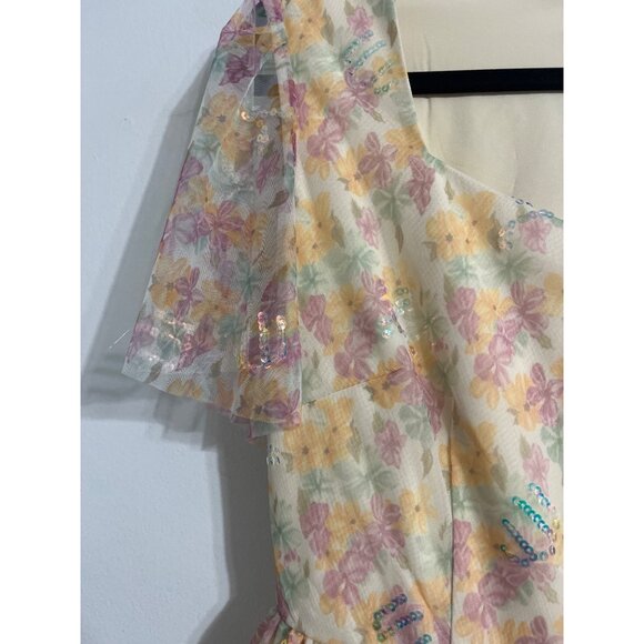 Jessakae Posy Petal Floral Ruffle Midi Dress Yellow Multicolor Size Small - Picture 4 of 15